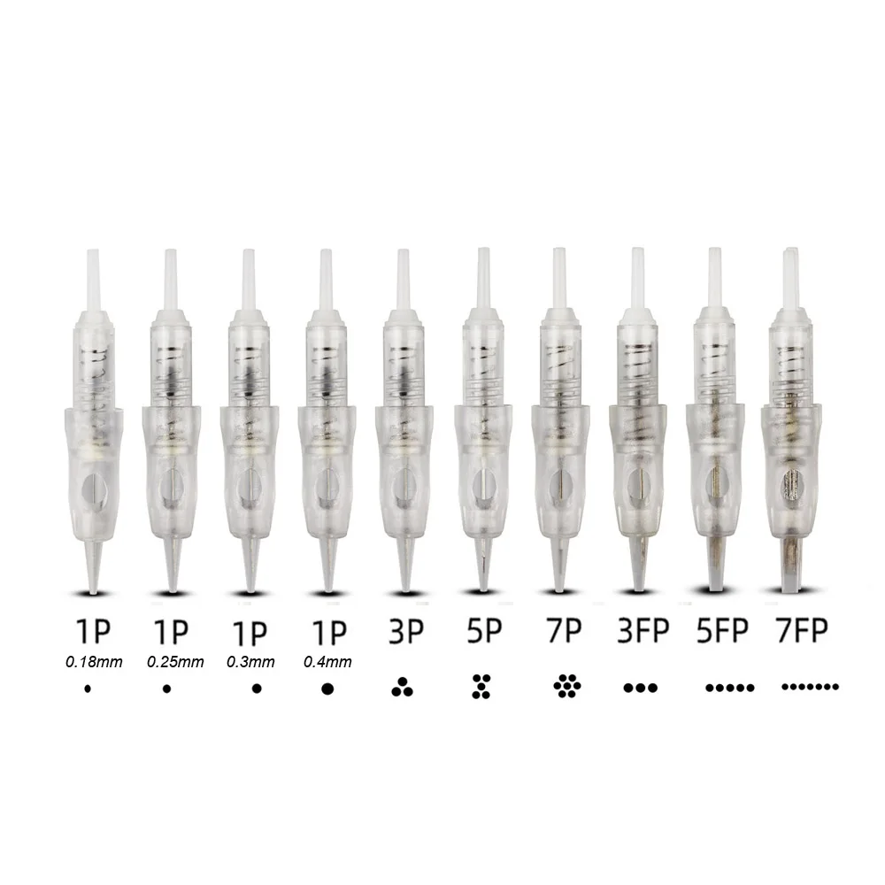 1p/3p/5p/3F/5F/7F آلة الوشم الإبر تجميل دائم القلم الإبر خرطوشة 100 قطعة