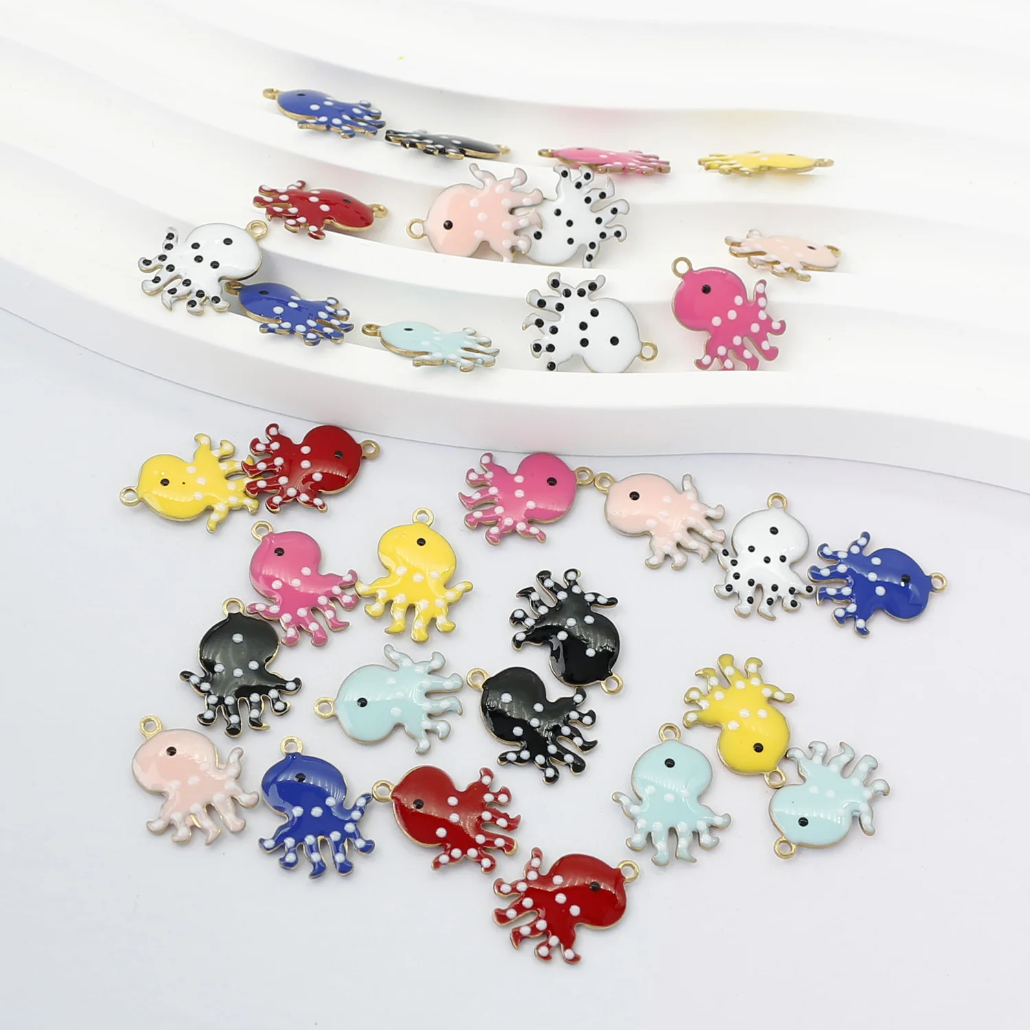

20PCS Fashion Jewelry Double Copper Faced Enamelled Octopus Charms Animal Diy Metal Necklace Earring Pendants