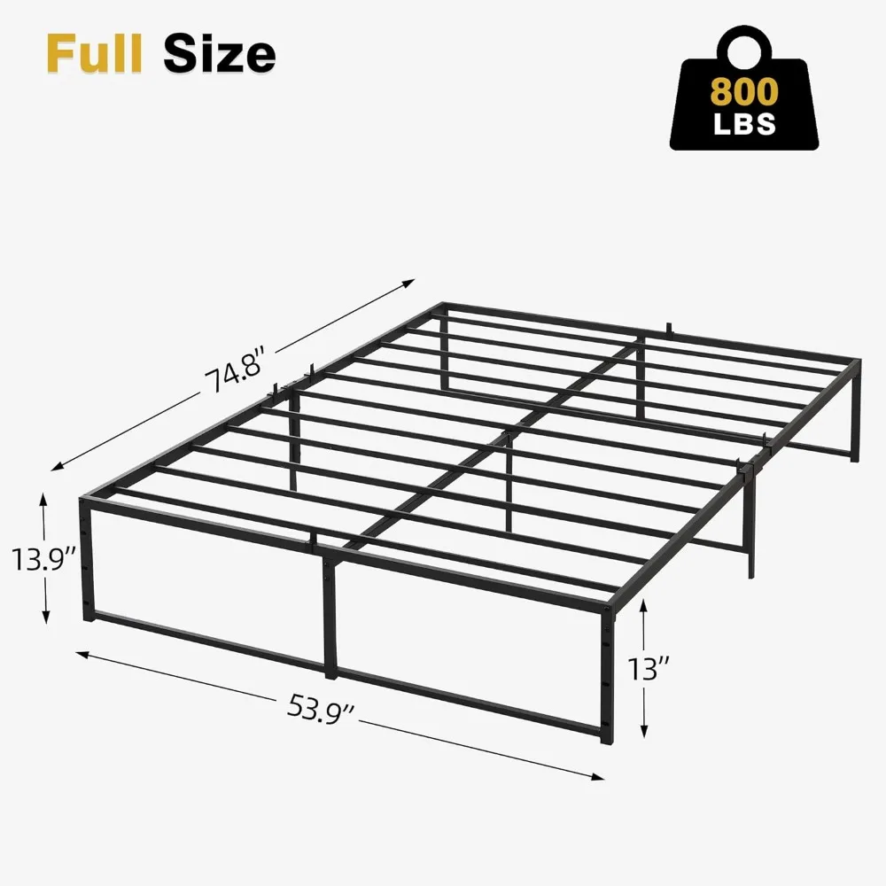 Full Size Bed Frame,Ultra Sturdy Metal Bed Platform Frame with 3in1 Steel Support, 14 inch No Box Spring Needed Easy to Assemble