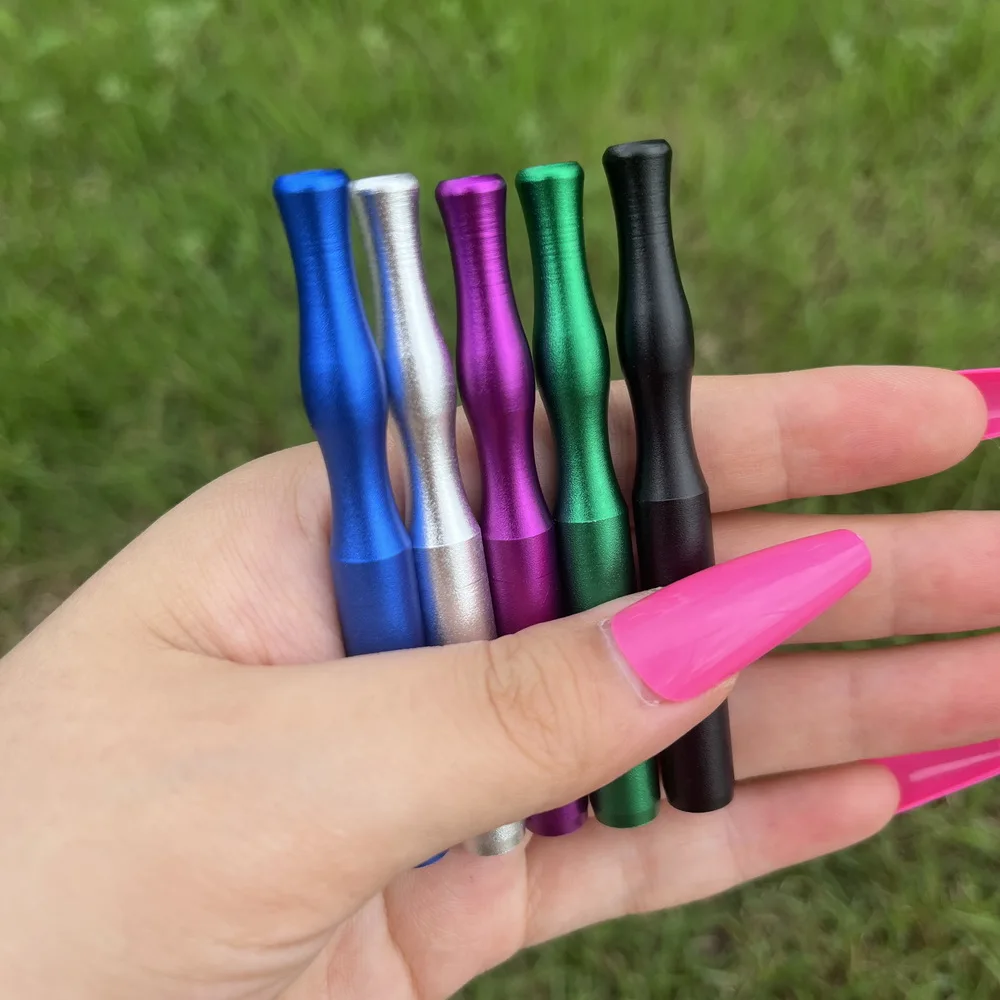 1 Pc Solid Matte color Aluminum Tobacco Smoking Pipe Portable Aluminum Tobacco Pipe Smoking Accessories