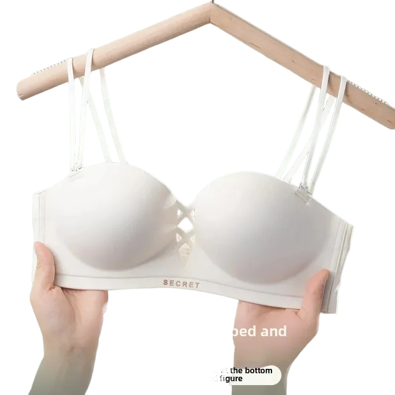 KUCLUT Strapless One-Piece Cup Bra Seamless Anti-Slip Small Breast Gather Women's Underwear Comfortable Invisible Back