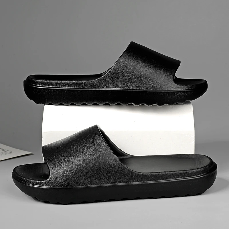 

Summer Mens Flat Indoor Slide Slippers Slip On Rubber Slippers Home House Shoes Beach Sandals For Men Women Soft Comfortable