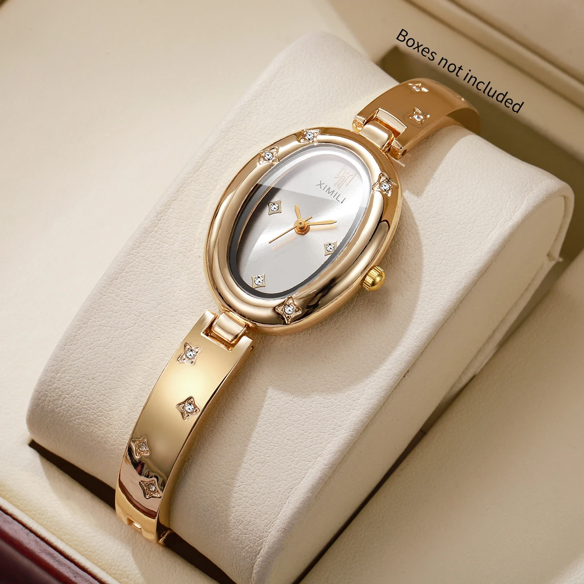 Elegant Oval Dial Women Watch Fashion Rhinestone Bracelet Bangle Ladies Quartz Wristwatches Clock Relogio FemininoWithout Box