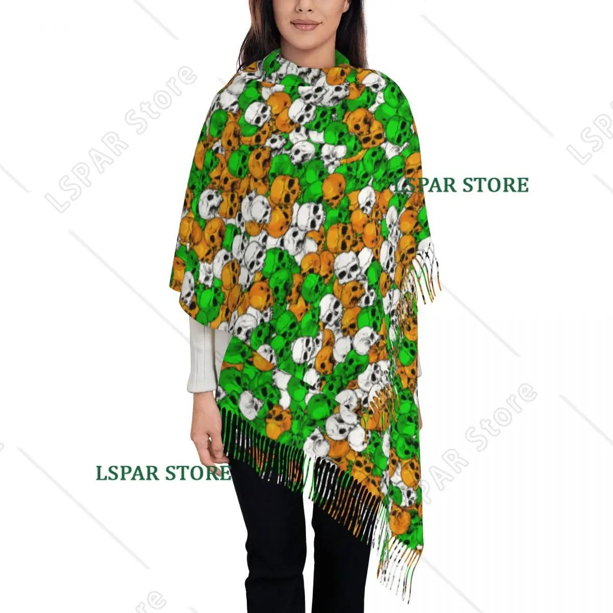 Custom Print Irish Skulls Scarf Men Women Winter Fall Warm Scarves Shawls Wraps