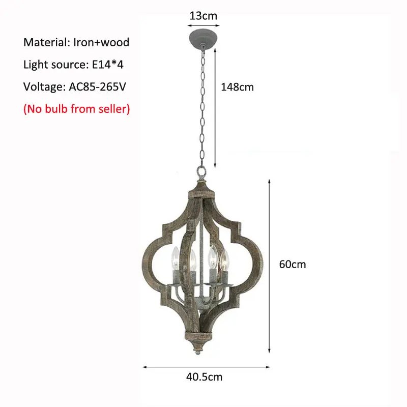 Imagem -02 - Estilo Americano Rural Francês Madeira Maciça Lâmpadas Pendent Criativo Villa Sala de Estar Sala de Jantar Quarto Personalidade Ferro Lustre