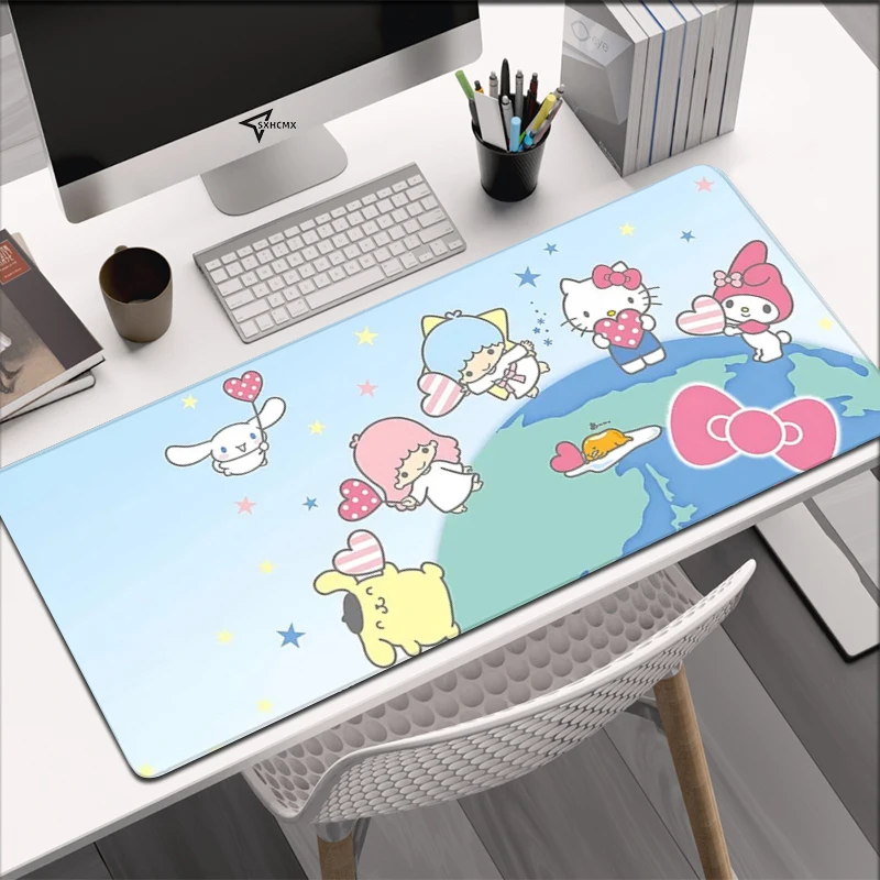 Gaming Mousepad Kawaii Large Mouse Pad Gamer Desk Mat Cute Cat Mouse Mat Anime Non-Slip Keyboard Pad Premium Rubber Keyboard Mat