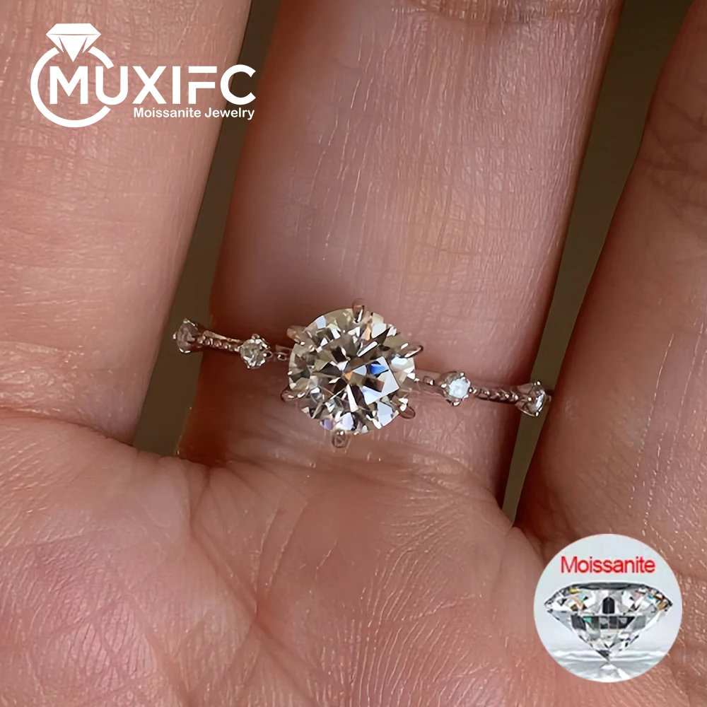 

Обручальное кольцо с муассанитом 1 карат, сертифицированный круглый лабораторный бриллиант, для женщин, серебро 925 пробы, ювелирное изделие, обручальное кольцо-браслет