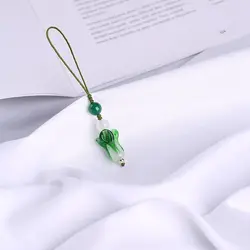 Cute Green Phone Strap Lanyard Kawaii Charms Classic Lovely Mobile Phones Accessories Beaded Handmade Key Chain Pendant