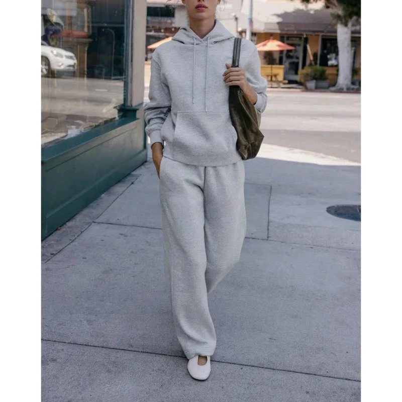 

Comfortable Casual Hoodie Long Sve Velvet Pants Loose Basic Sle Women's Faion Set Autumn Season Leisure Sle