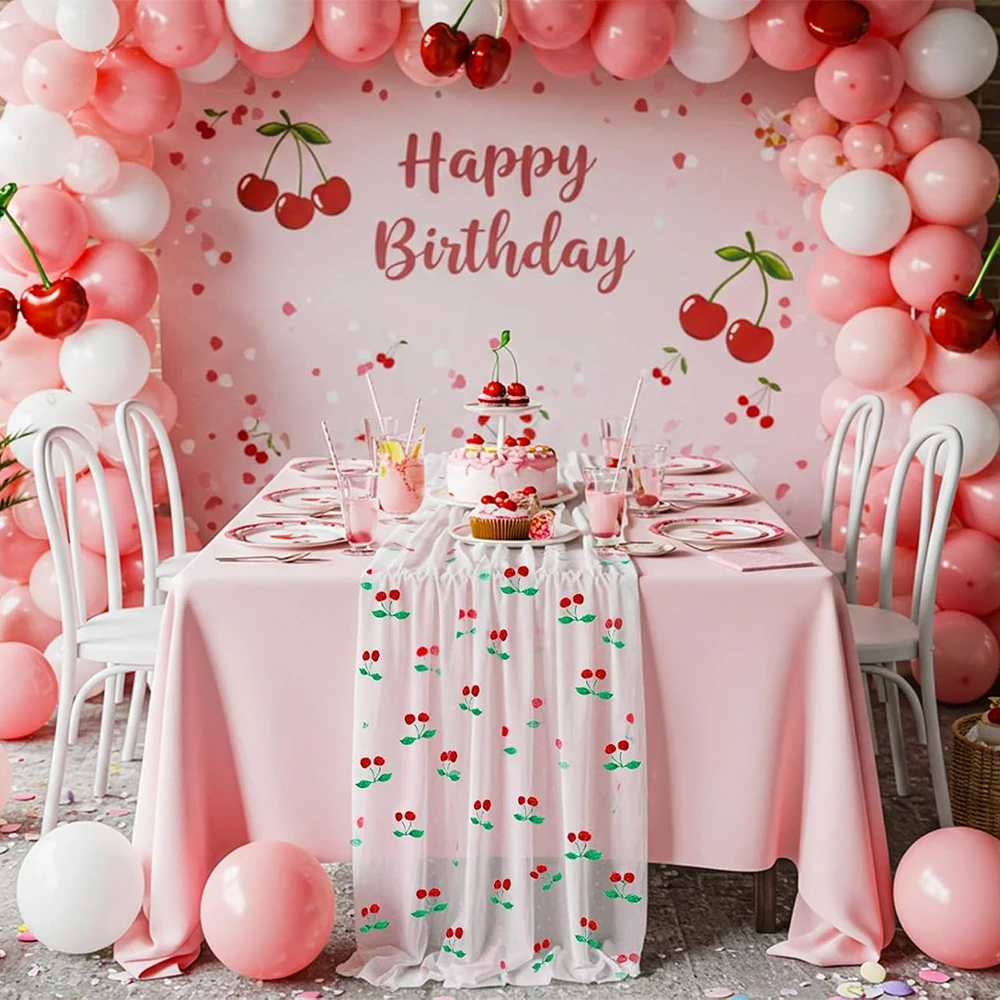 Cherry Mesh Tablecloth Tea Table Decoration Party Wedding Table Flag AtmosphereTable Mat Holiday Party Table Cover Home Decorati