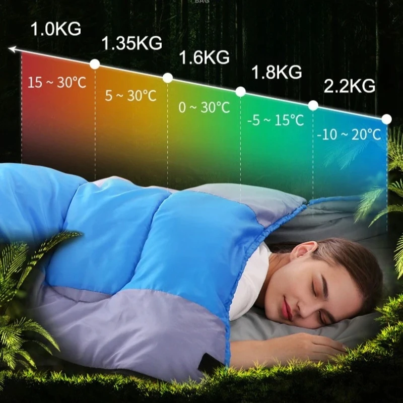 حقيبة نوم قطنية للتخييم خفيفة الوزن 4 فصول دافئة وباردة على الظهر حقيبة نوم للسفر في الهواء الطلق والمشي لمسافات طويلة #2