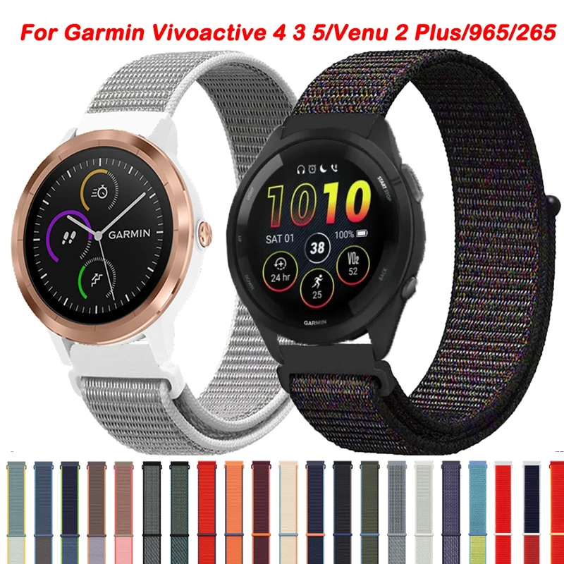 20mm 22mm Nylon Loop Strap For Garmin Forerunner 58 158 965 745 245 255 265 Music Bracelet Venu 2Plus/Vivoactive 4 3/Venu SQ 2