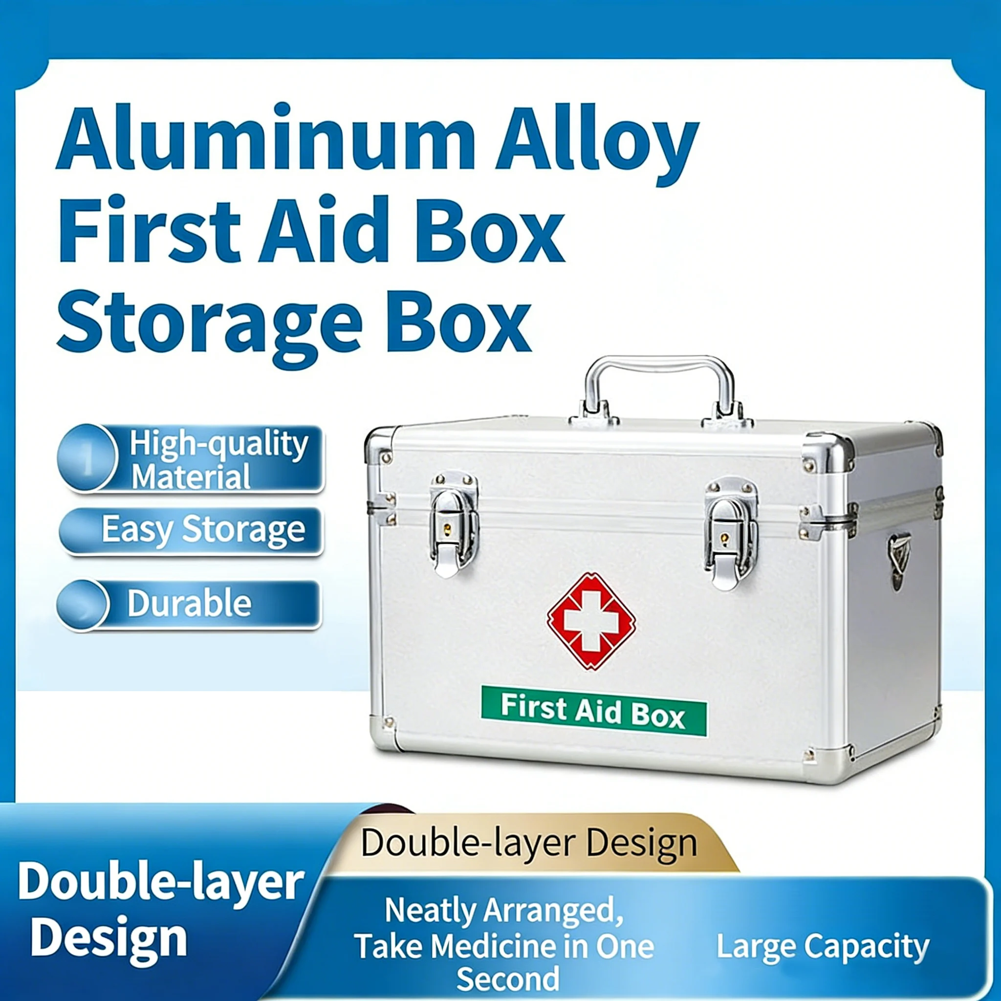 10/12/14/16inches Portable Medicine Suitcase First Aid Box with Shoulder Strap Medical Box Aluminum Alloy Family Storage Box