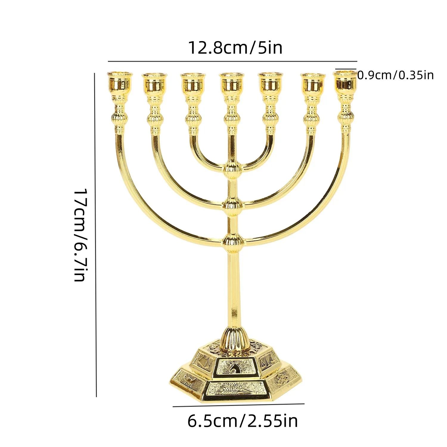 Candle Holder Golden Home Decor Romantic 7 Branch Menorah Metal Jewish Candlestick