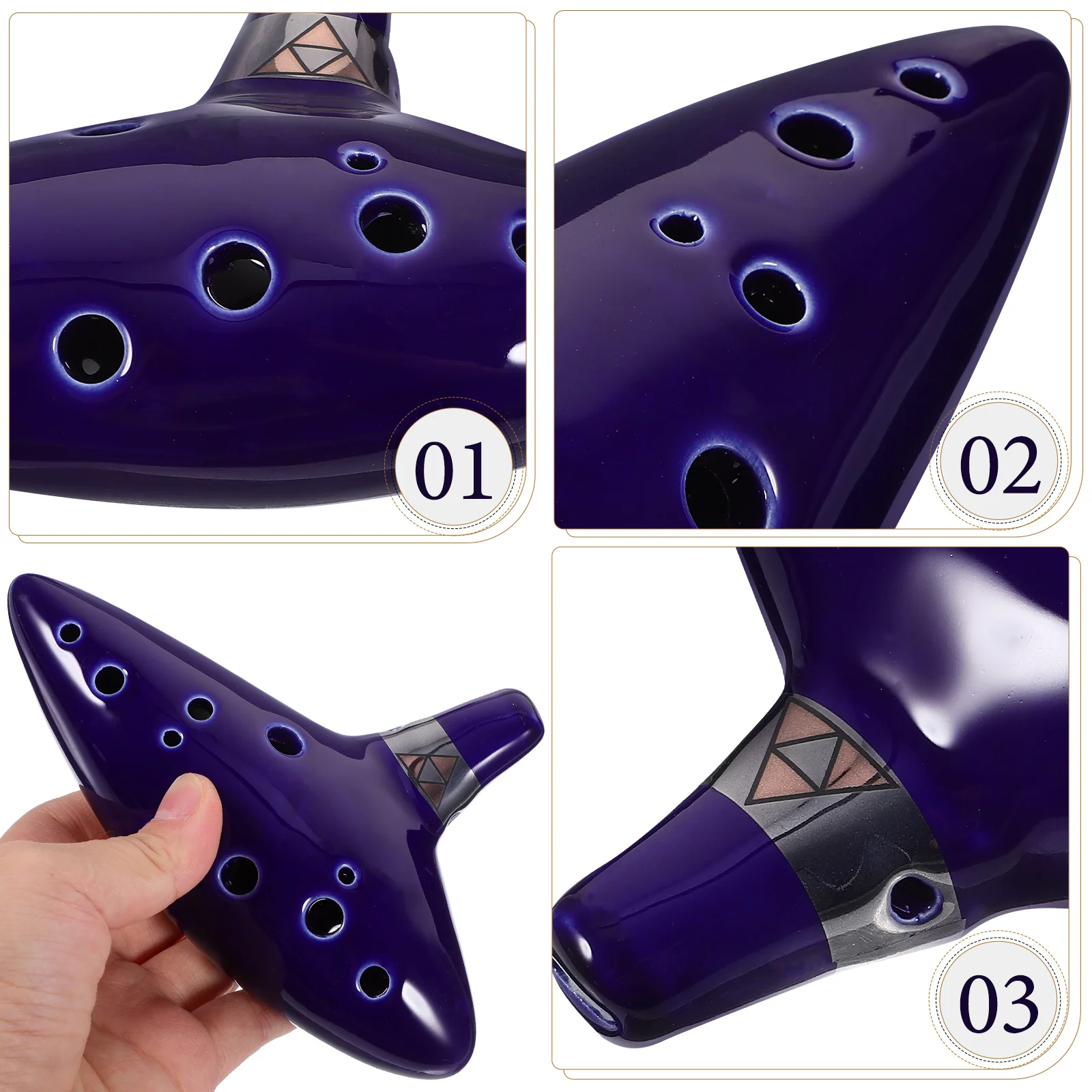 

Alto C Ocarina Flute 12 Holes Ceramic Blue 5 9x3 74x1 85 Inch Lanyard Gift Music Lovers Collectors Beginner Friendly Natural
