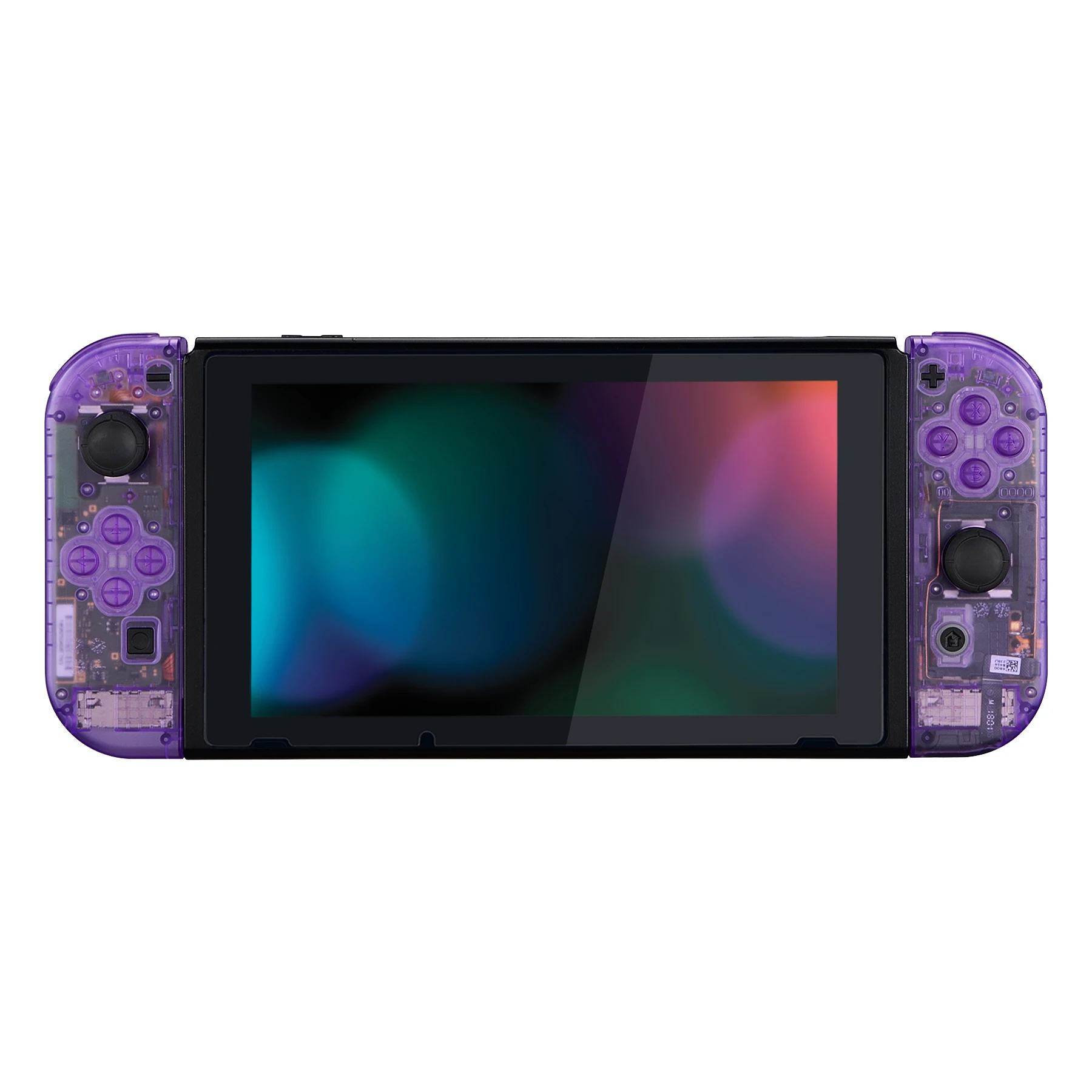 eXtremeRate Transparent Console Back Plate with Controller Housing Shell with Buttons for NS Switch Console & JoyCon