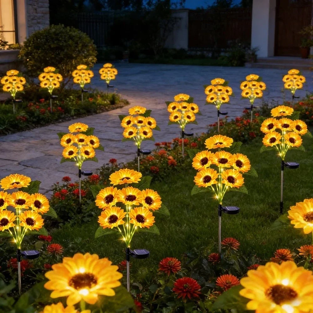  Solar Flowers Lights Outdoor Garden Decor Waterproof Sunflower Lights Outside Decor Stakes Light for Landscape Yard Patio Lawn view 6