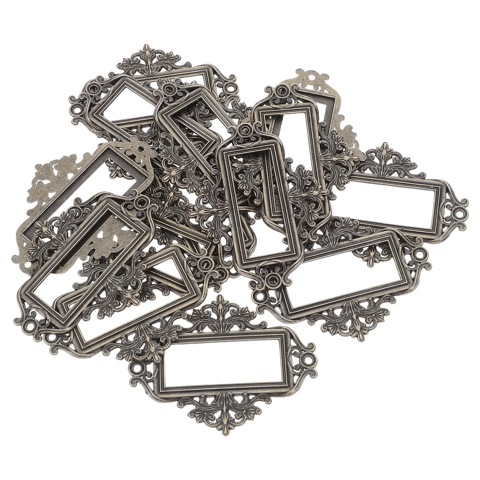 ที่ใส่ป้ายโลหะวินเทจ 24 ชิ้น ทำจากโลหะผสมสังกะสี สำหรับติดตู้ลิ้นชัก ใช้ในสำนักงาน ห้องสมุด ตู้เก็บของ ที่ใส่ป้ายการ์ด