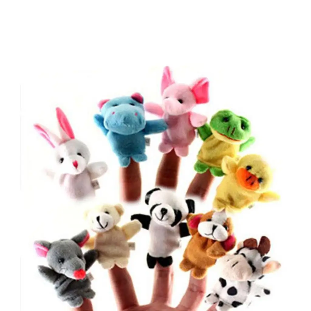 Multicolor Plush Finger Puppet Set Zoo Farm Animal Hand Glove Toys Wool Knit Educational Development Toy for Toddlers Creative