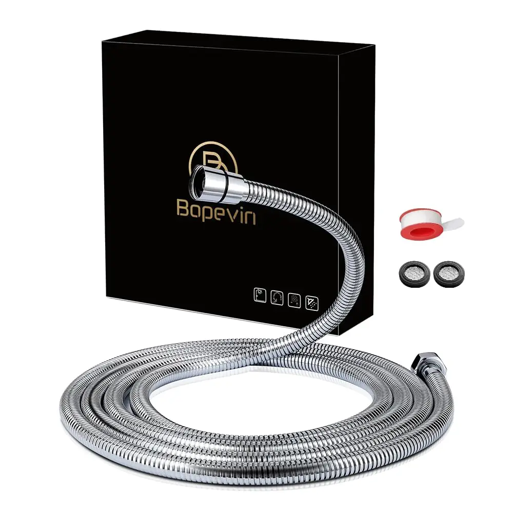 

Stainless Steel Shower Hose, Extra Long 118 Inches, Handheld Shower Head Hose Replacement, Brass Insert & Nut, G1/2 Universal