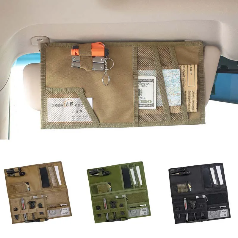 

Car Sun Visor Panel Storage Bag Solid Color Multifunctional Storage Bag Tool Pouch Car Accessories