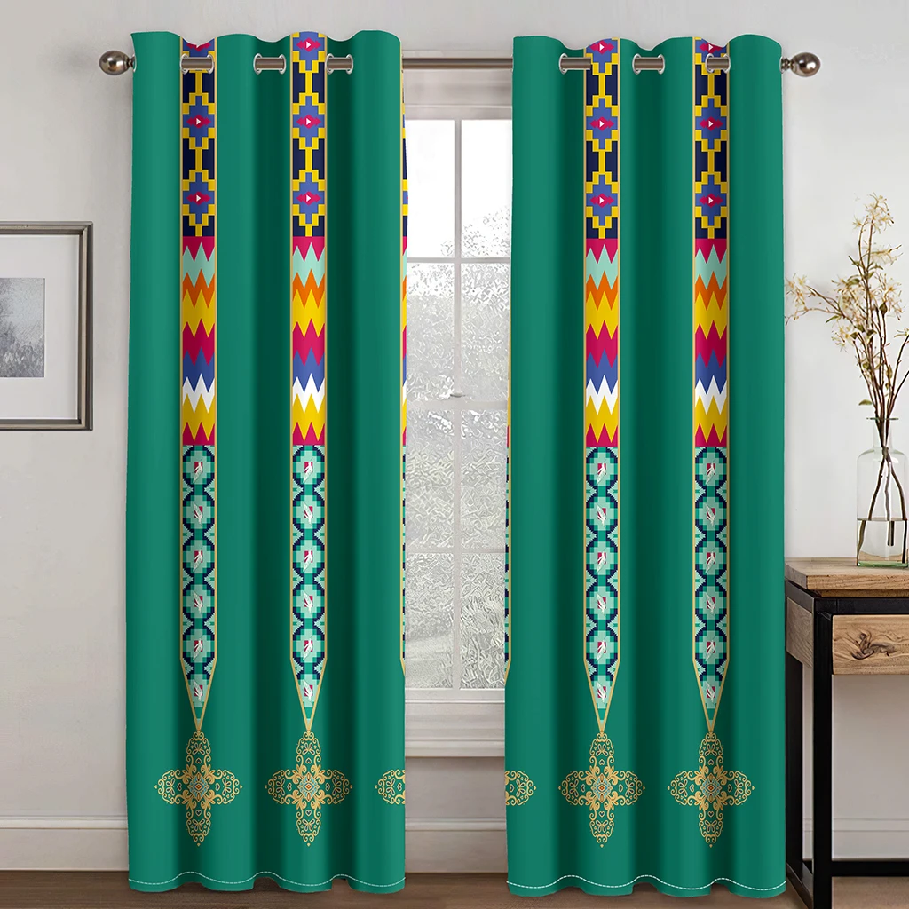 

Green Baroque Boho Saba Erhiopia Free Shipping Window Curtains For Living Room Kids Bedroom Bathroom Kicthen Door Home Decor2Pcs