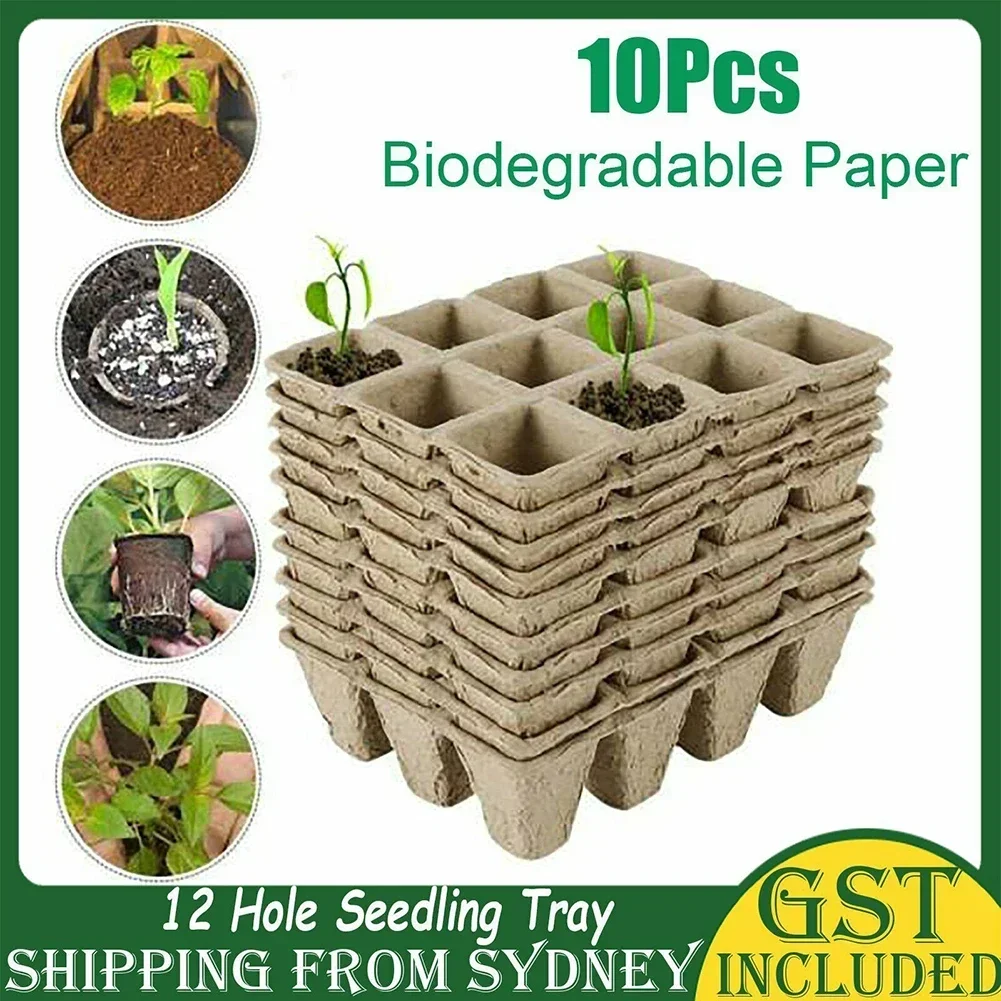 10pcs 12Hole Biodegradable Nursery Pots Paper Tray Starting Garden Nursery Seedling Trays Plant Pots Planting Garden Supplies Ho