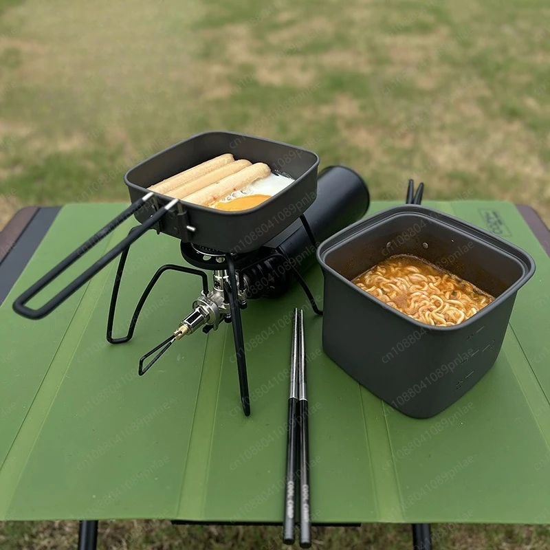 Foldable Camping Pot Set Lightweight Aluminum Cookware for Outdoor Hiking Cycling