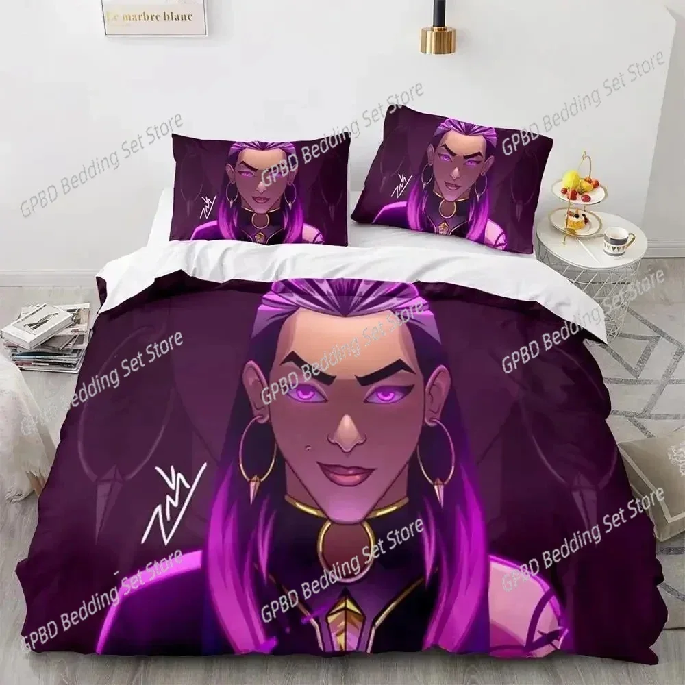 3D Print Game Neon Valorant Comfortable Duvet Quilt Cover Pillowcase Bedding Set Children Bedroom Decoration Home Textile
