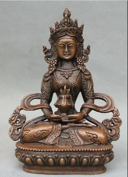 Tibetan Buddhism Bronze Amitayus longevity God Goddess Buddha Statue