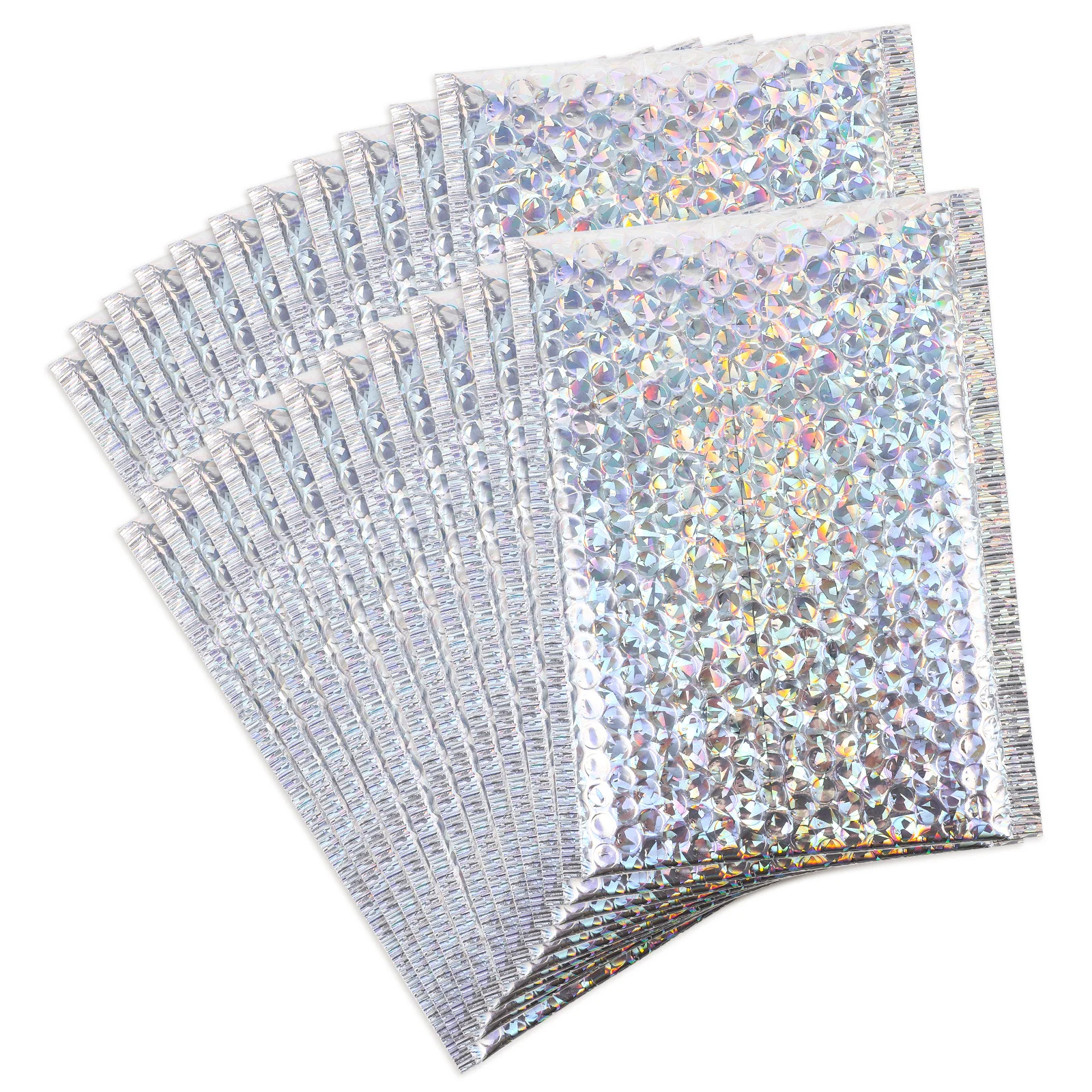 20Pcs Holographic Bubble Envelope Bag Self-Sealing Shipping Bags Protective Adhesive Mailers Small Packaging Mailing Bags
