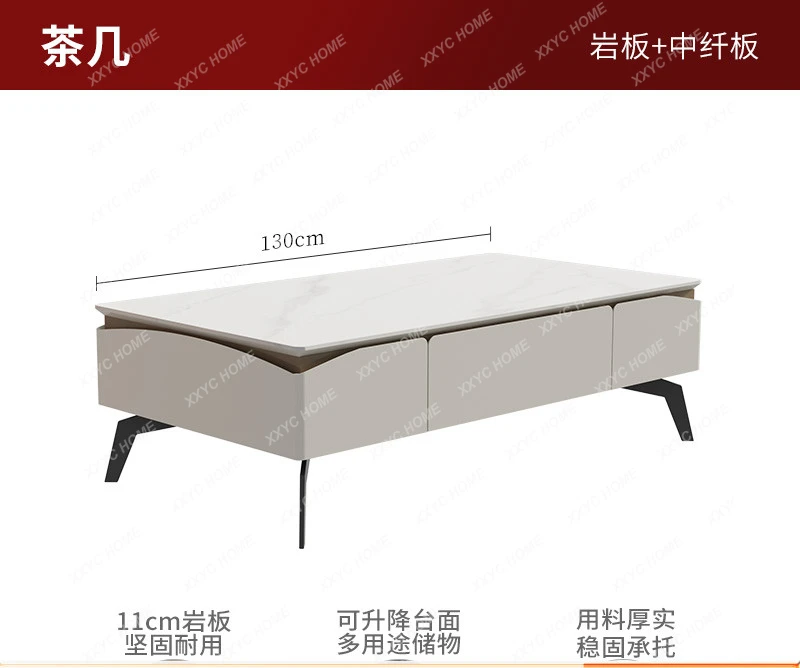 Cream wind coffee table Modern simple storage rock slab coffee table
