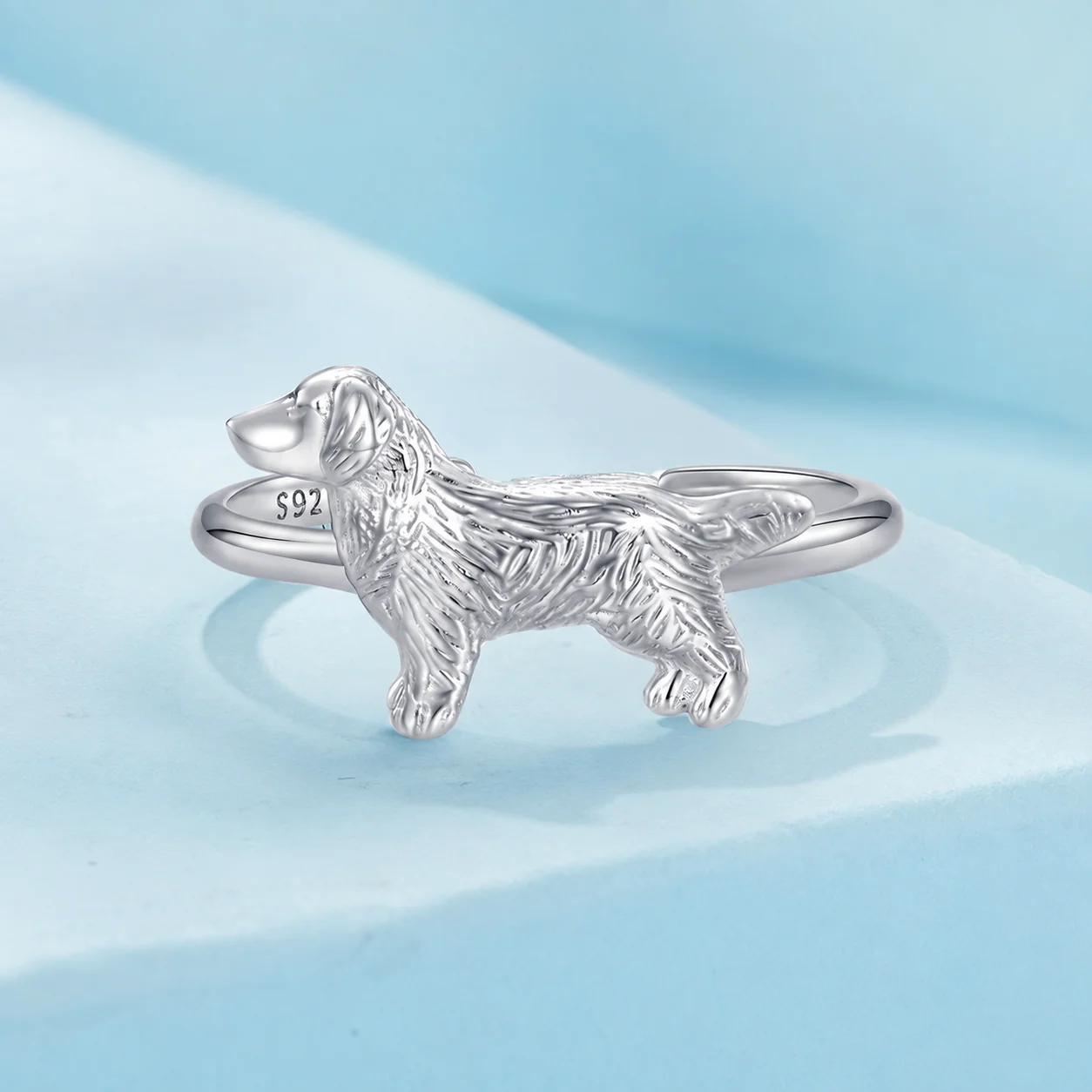 Puppy Animal Ring Genuine Golden Retriever Ring Adjustable Open Ring Lightweight For Women Relatives Outfit Accessory