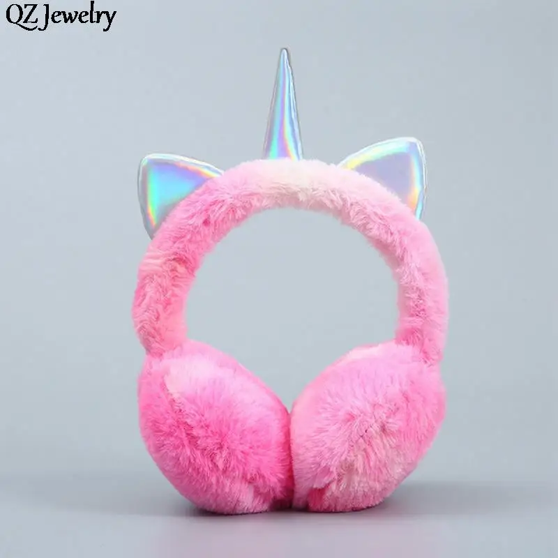Cute Unicorn Earmuff Headphones Lovely Unicorn Ears Warmer Plush Earflap Winter Fluffy Ear Cover for Women Kids Headband Gifts