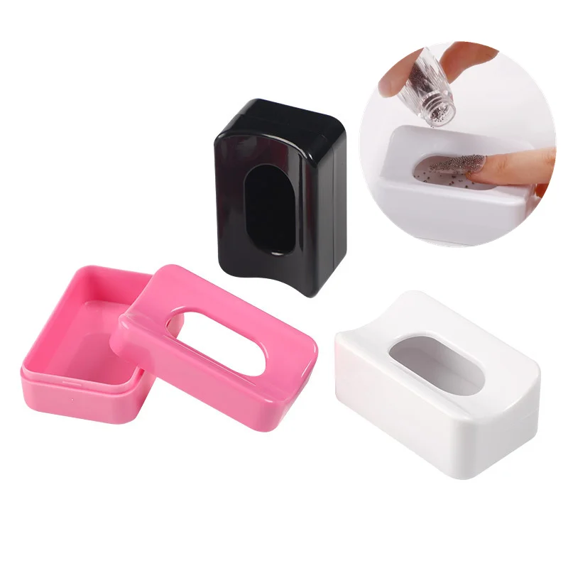 1pcs Portable Nail Powder Recycling Box Nails Art Glitter Sequins Beads Recovery Storage Container Manicure Tool