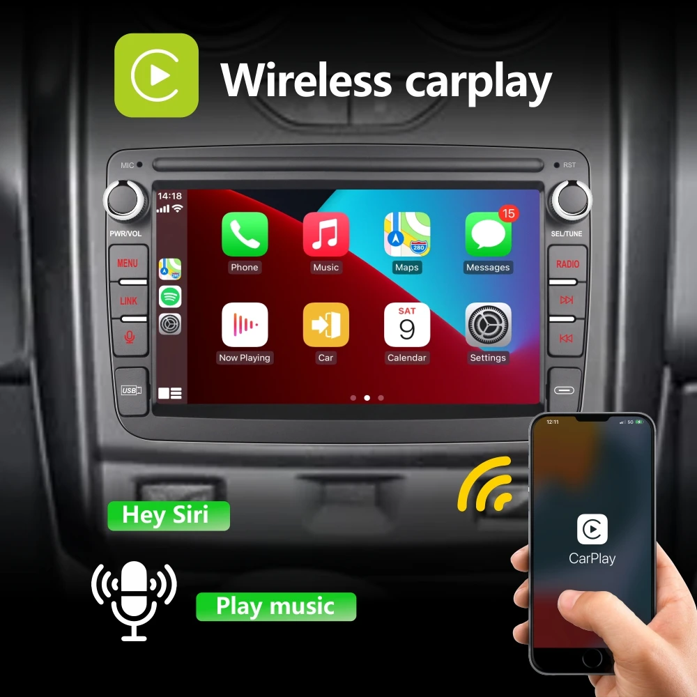 Car Radio with Wireless Carplay Android Auto for Renault Dacia Sandero Dokker with 7