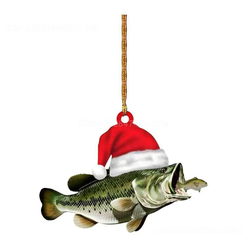 Christmas Decoration High Quality Festival Theme Vibrant Green Perch Hanging Ornament Fishing Decoration Holiday Accessories