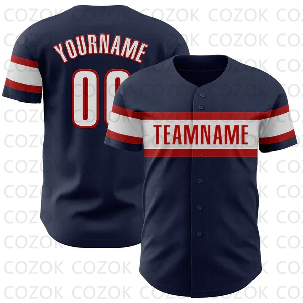 Maillot de baseball bleu foncé personnalisé pour hommes et femmes, chemise à manches courtes, chemises d'équipe imprimées en 3D, hip hop, unisexe, Y-