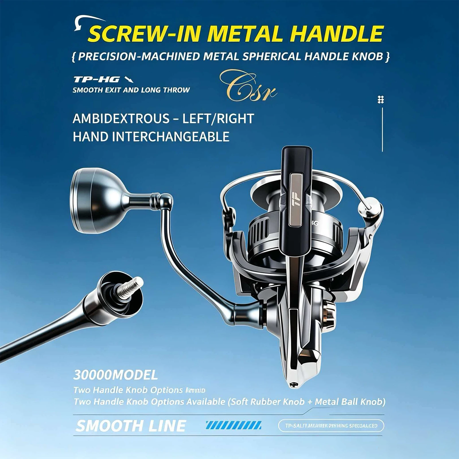 Mavllos TP-HG Spinnrolle 9+1BB 20KG Bremskraft Metallspule Austauschbarer Griff 2500-6000 Salzwasser-Bass-Angelrolle – Detail 9
