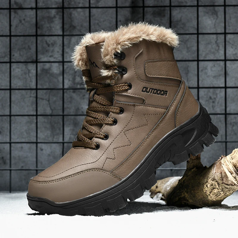 

Winter Snow Boots Men Outdoor Shoes Mountain Climbing Anti-slip High-top Ankle Boots Keep Warm Durable Plush Casual Shoes Men