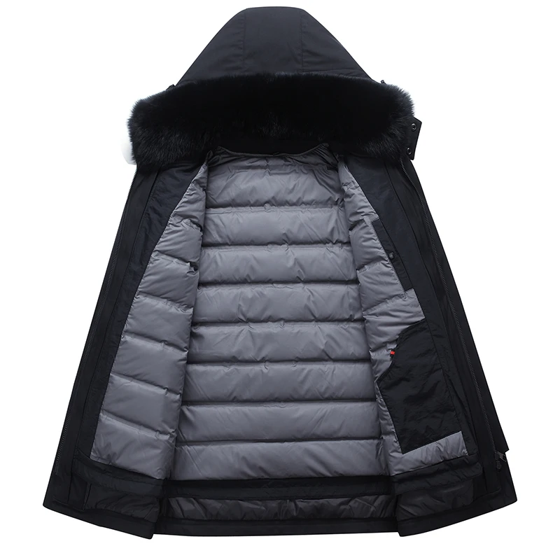 2024 new Winter Down Jacket Men White Duck Coat Windproof Warm Travel Camping Overcoat Thicken Solid Color Hooded Male Clothing