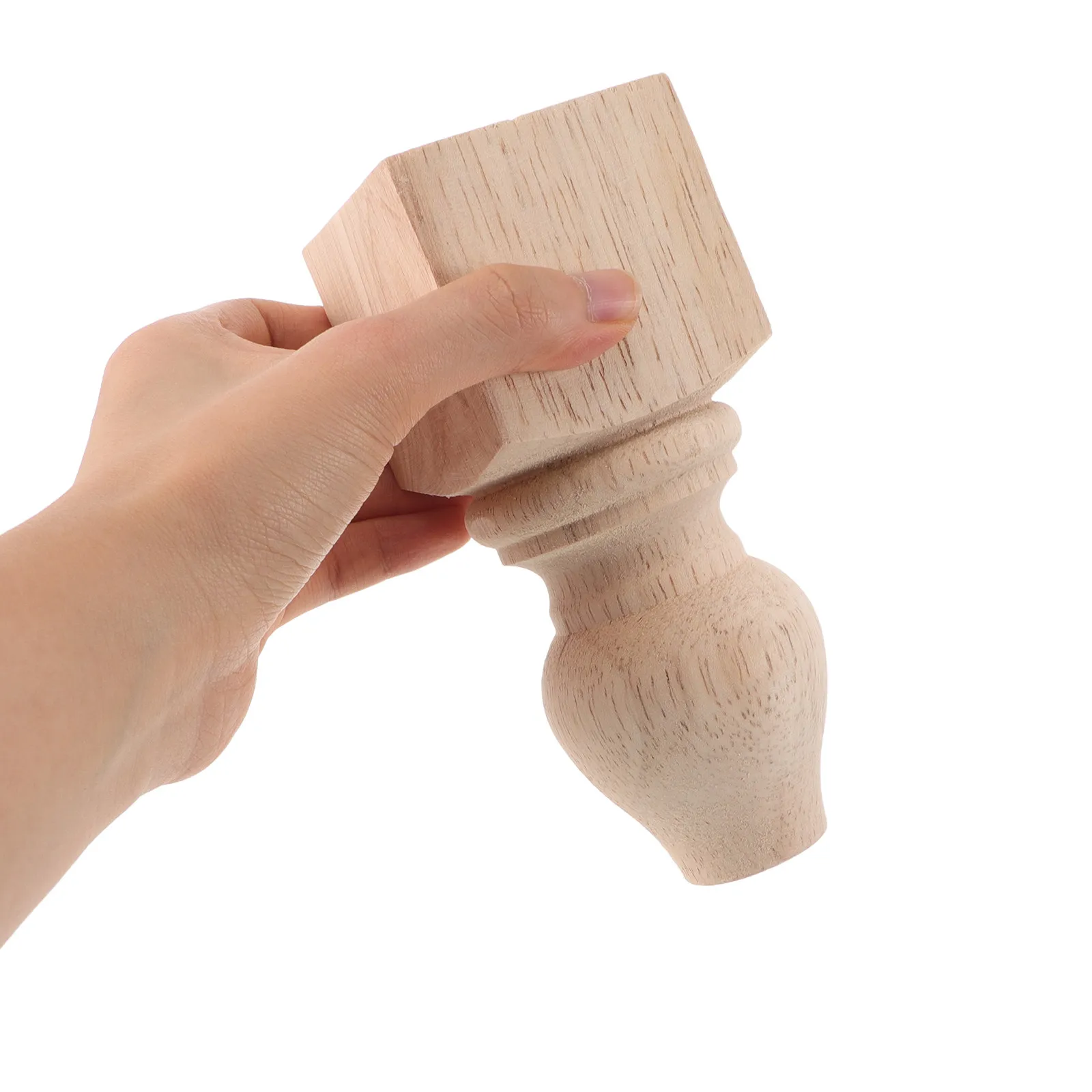 

2Pcs Unfinished Wooden Furniture Legs Carved Bun Feet Square Round Design for Sofa Cabinet Table Dresser Bed DIY Staining