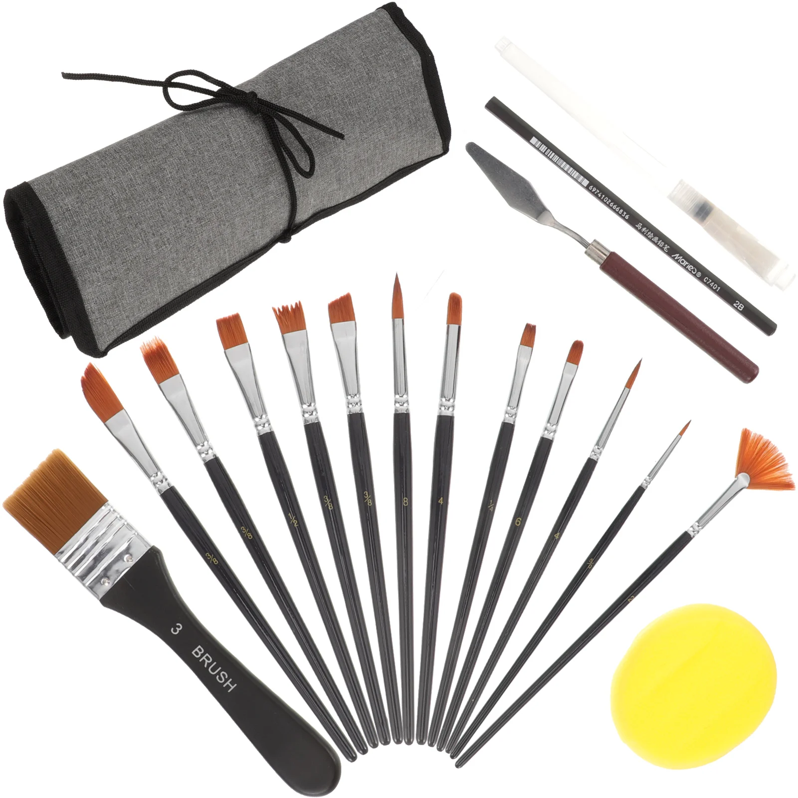 

1 set Professional Paint Brush Set Watercolor Oil Art Students Lightweight Portable Travel Sketching Supplies Premium Tips Easy