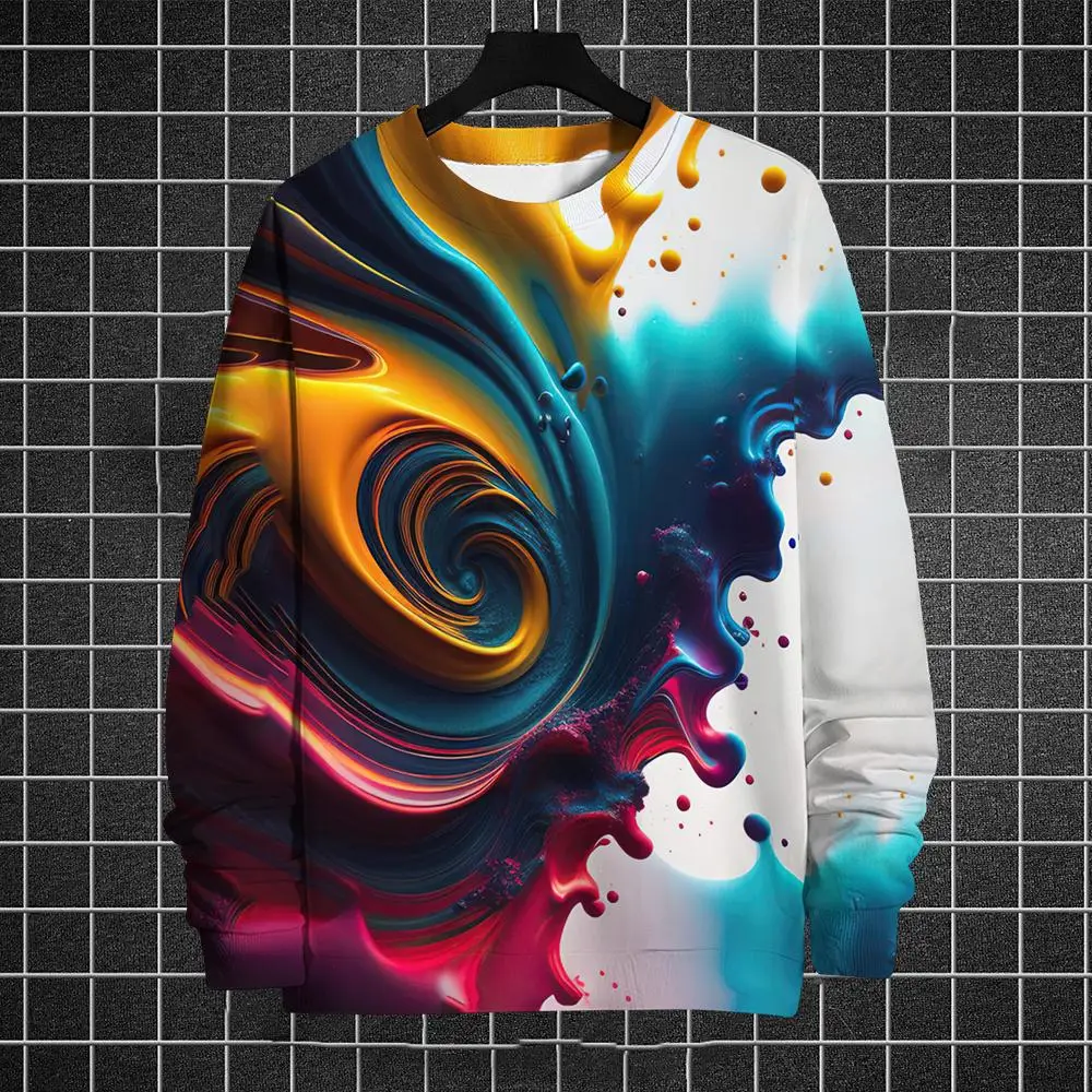 

Pullover Sweatshirt For Men Color Visual Graphic Print Long Sleeve Outdoor Streetwear New Loose Oversized Men's Clothing Hoodies