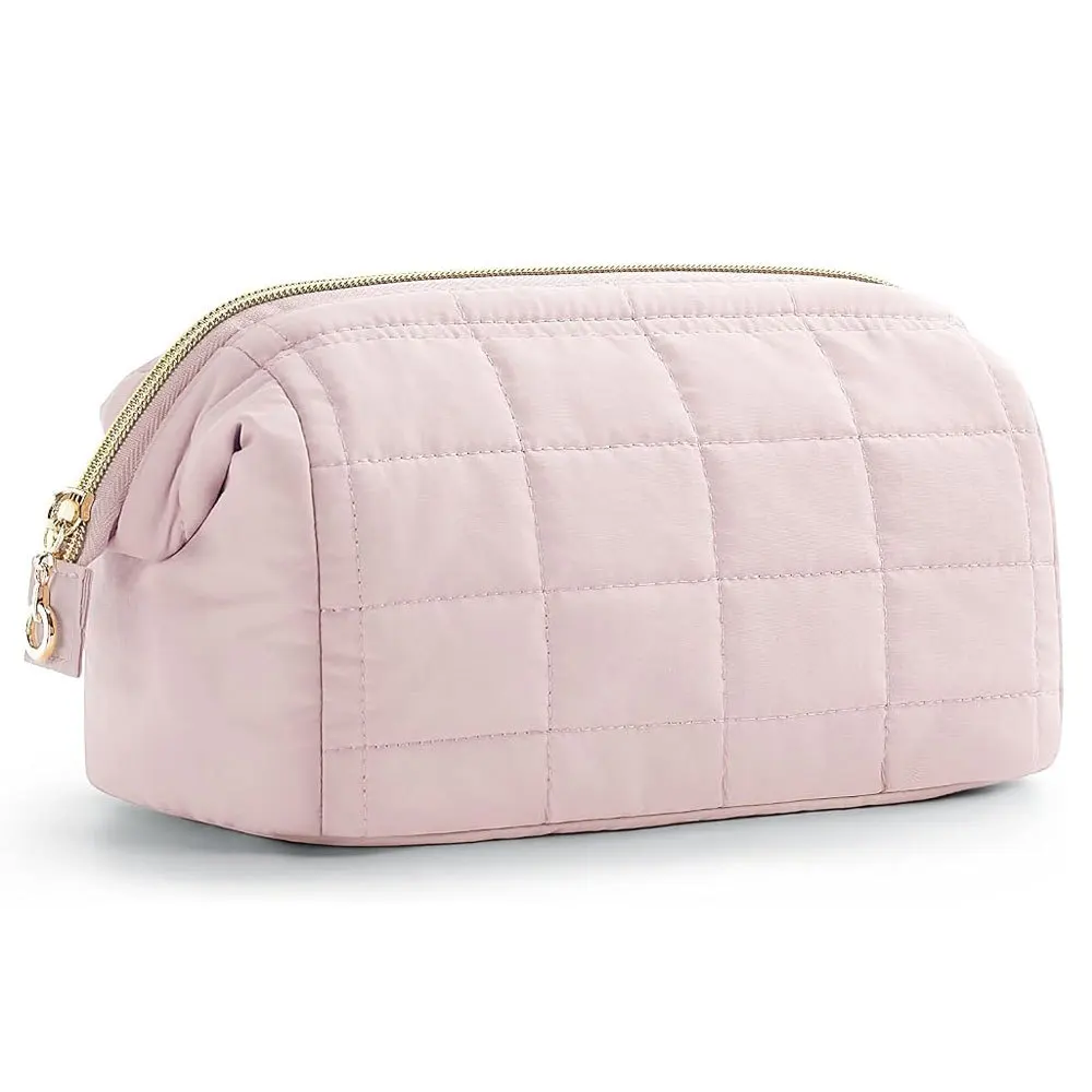 Women Large Quilted Makeup Bag Toiletry Pouch Waterproof Cosmetic Organizer Soft Zipper Travel Wash Bag Storage Case For Ladies