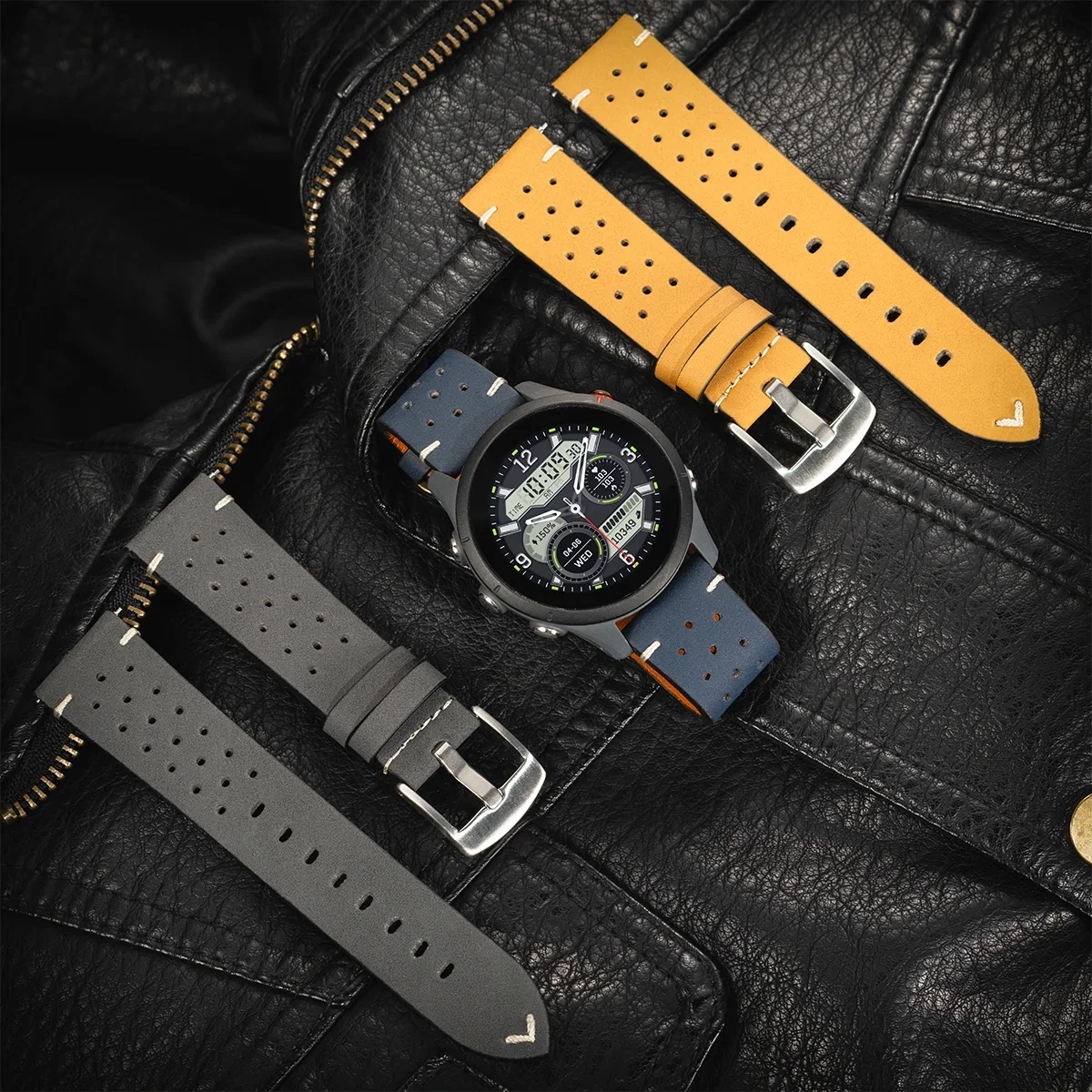Atmungsaktives Leder-Schnellverschluss-Uhrenarmband, 20 mm, 22 mm, Rindslederband, erhältlich in Schwarz, Grün, Braun, Gelb, Unisex-Uhrenarmbänder