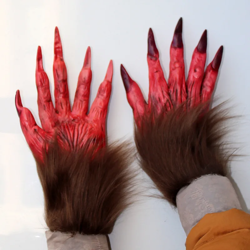 New Werewolf Gloves Latex Makeup Ball Party Terror Ghost Claw Decoration Halloween Werewolf Play Prop Cosplay Gloves Claw