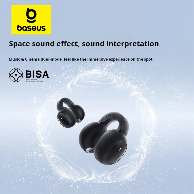 Baseus AirGo 1 anillo auriculares inalámbricos Bluetooth 5,3 auriculares abiertos con Clip deportes TWS auriculares de Audio espacial para videojuegos