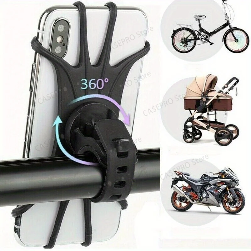 

360°Rotation Silicone Bicycle Phone Holder For 4.0-6.1 Inch Phone Cell Phone Mount Band Bike