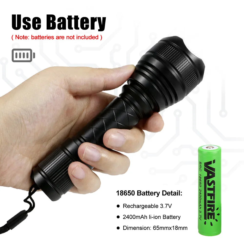 T21 Infrared IR 850nm/940nm Night Vision LED Tactical Flashlight Zoom IPX6 Waterproof Torch Use 18650 Battery Hunting Lantern